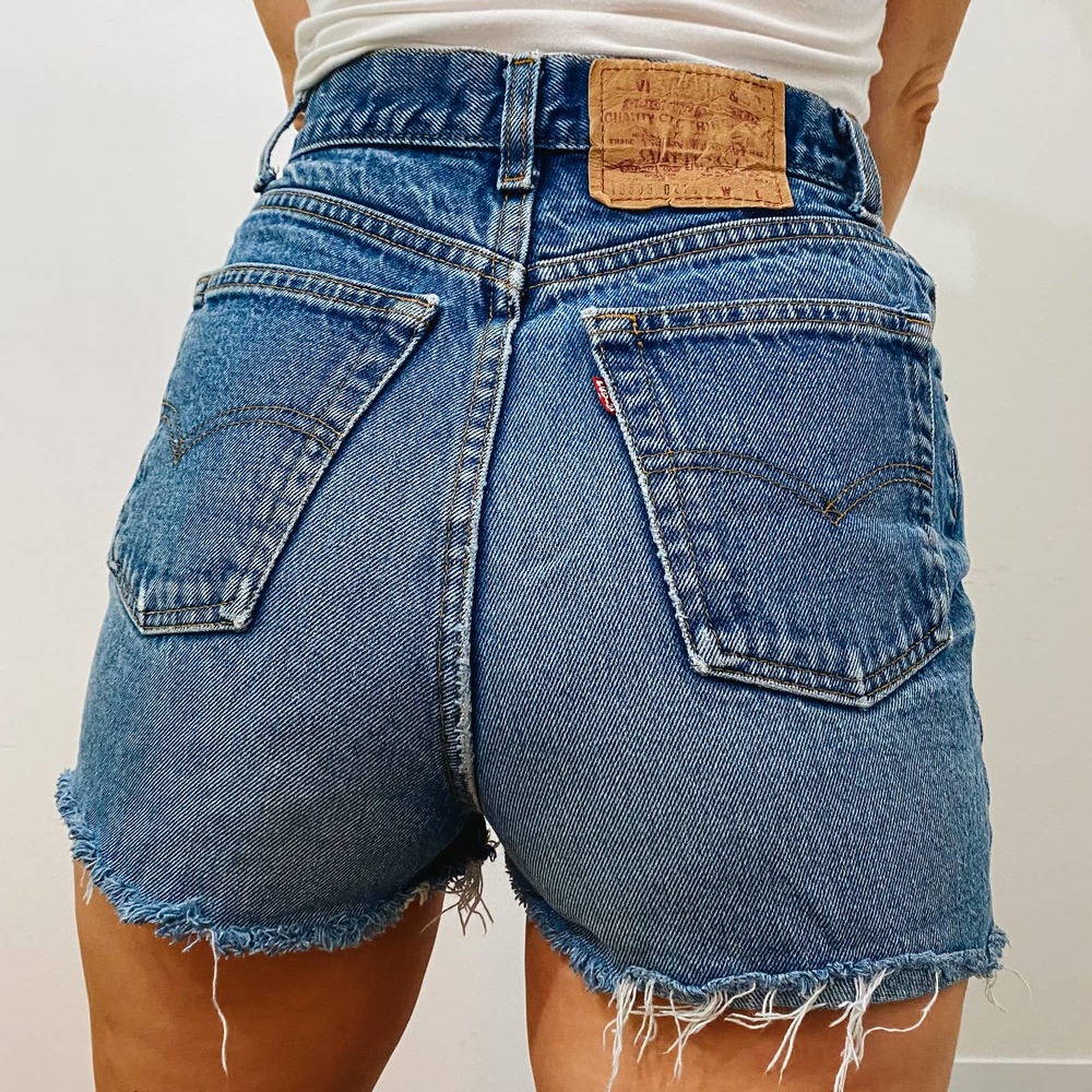 Urban Renewal VTG Levis High Waist Medium Wash Cut Off Jean Shorts